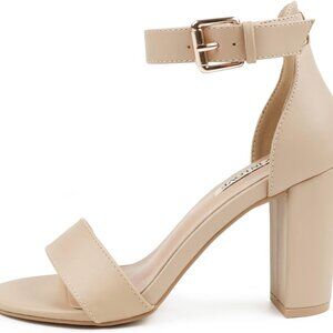 Women's Faux Suede Chunky Block Heels Ankle Strap Sandals 3.5 Inch for Casual We